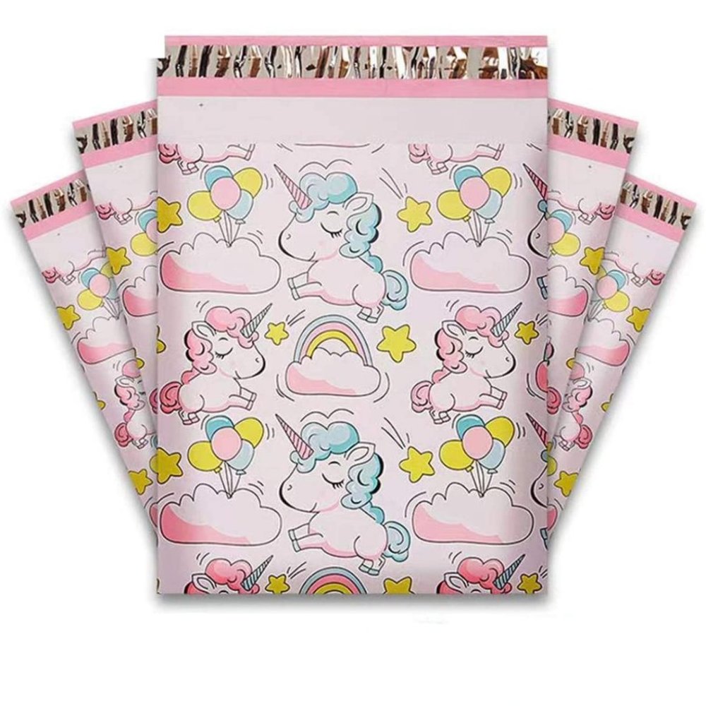50 Pink Unicorn Designer Poly Mailer Bags 10"x13"